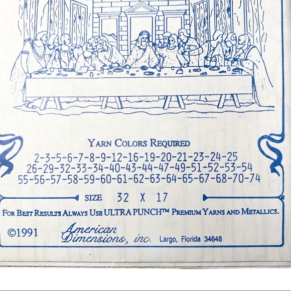 3/$10 American Dimensions Transfer Pattern The Last Supper for Embroidery 1991 - Picture 4 of 5